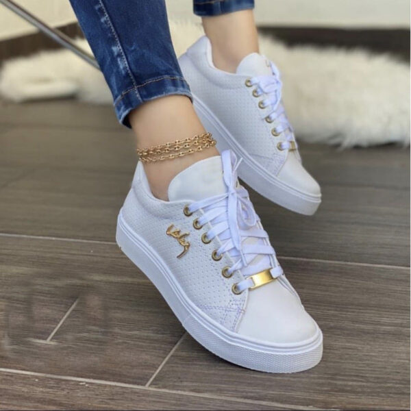 Women Flat Sneakers Breathable Lace-up Shoes For Girls - Image 3