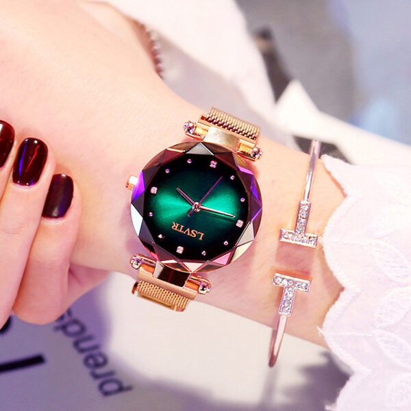 Rose Gold Women Watches Fashion Diamond Ladies Starry Sky Magnet Watch Waterproof Female Wristwatch - Image 3