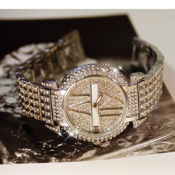 Luxury Diamond Women Watches Fashion Brand Stainless Steel Bracelet - Image 3