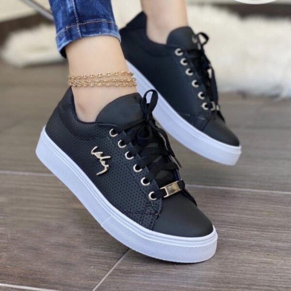 Women Flat Sneakers Breathable Lace-up Shoes For Girls - Image 2